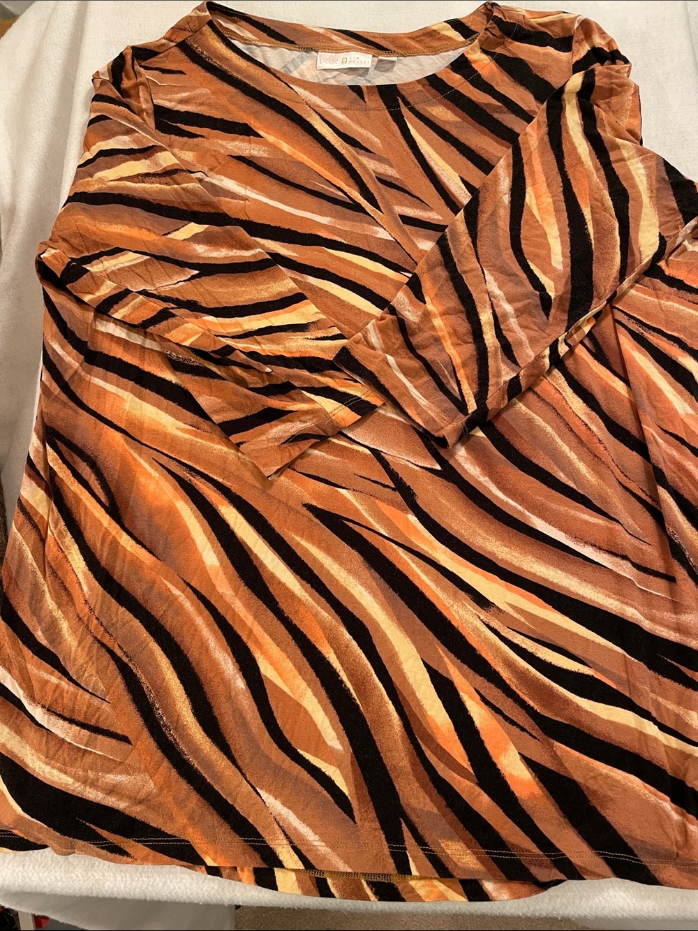 Belle by Kim Gravel Orange and Black Tiger-Print Long Sleeve Tunic